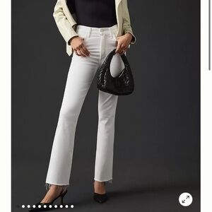 Mother Denim Hustler Ankle Fray Jeans in white